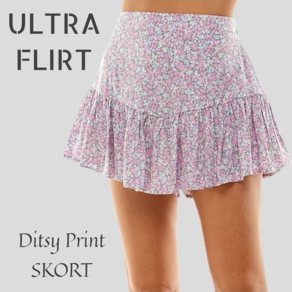 Junior's Ruffled-Hem Mini Skort - Picture 1 of 12